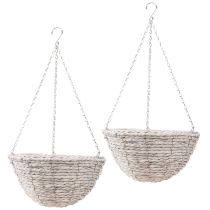 Artículo Maceta colgante paja natural blanco Ø28cm H15cm 2uds
