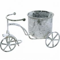 Macetero bicicleta metal vintage blanco lavado 24 × 13 × 14cm