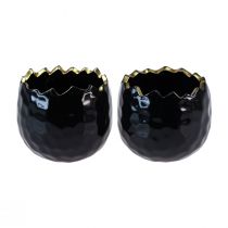 Artículo Maceta de cerámica para plantas de huevo negro Ø10cm H8cm 2 piezas