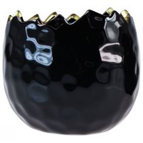 Artículo Maceta de cerámica con forma de huevo, color negro, Ø10cm, H8cm, 2 piezas