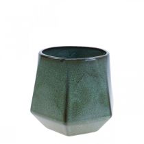 Macetero macetero de cerámica verde hexagonal Ø10cm H9cm