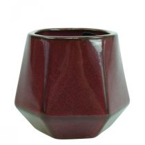 Artículo Macetero Jardinera de cerámica Rojo Hexagonal Ø10cm H9cm