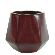 Artículo Macetero Jardinera de cerámica Rojo Hexagonal Ø10cm H9cm