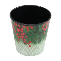 Artículo Macetero cubo macetero navideño Ilex Ø13cm H11,5cm