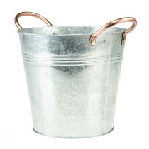 Artículo Maceta con asas cubo decorativo de metal Ø16cm H15cm