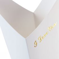 Artículo Bolsa de flores rosas embalaje de regalo blanco 46cm 12ud
