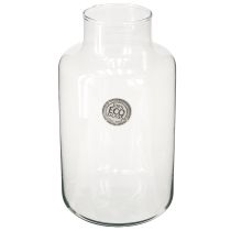 Artículo Jarrón de flores de cristal decorativo con cuello transparente Ø14,5cm H25cm