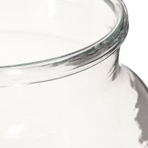Artículo Jarrón de flores de cristal transparente para decoración de mesa, diámetro 18 cm, altura 22 cm.
