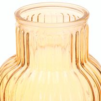 Artículo Jarrón de flores de cristal con ranuras retro naranjas Ø13,5cm H20cm