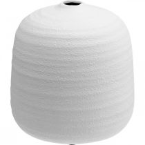 Florero, jarrón de cerámica, jarrón decorativo blanco Ø22cm H22.5cm