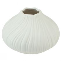 Artículo Florero de cerámica forma de cebolla blanco Ø13cm H13,5cm 2ud