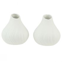 Artículo Florero de cerámica forma de cebolla blanco Ø13cm H13,5cm 2ud