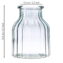 Artículo Jarrones de flores de cristal con diseño de ranuras azul Ø11cm H14.5cm 2uds