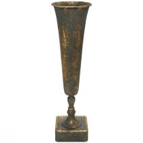 Jarrón de suelo jarrón de metal gris dorado aspecto antiguo Ø15,5cm H57cm