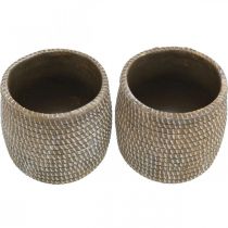 Artículo Macetero boho macetero aspecto trenzado de cerámica Ø9cm H10.5cm 2pcs