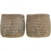 Artículo Macetero boho macetero aspecto trenzado de cerámica Ø9cm H10.5cm 2pcs