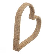 Artículo Estilo boho, aro metálico corazón aro decorativo cinta yute 30cm