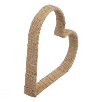 Artículo Estilo boho, cinta de yute decoración anillo metal corazón 30cm