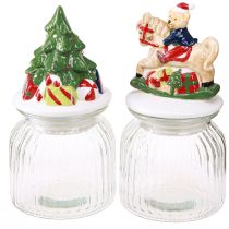 Artículo Tarro de caramelos con tapa bombonera navideña H20cm 2uds