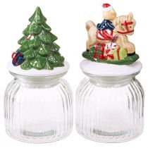 Artículo Tarro de caramelos con tapa bombonera navideña H20cm 2uds