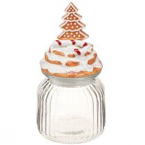 Artículo Bombonera navideña de cristal, tarro para galletas de abeto Ø11cm H21cm