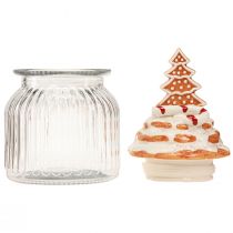 Artículo Bombonera navideña de cristal, tarro para galletas de abeto Ø11cm H21cm