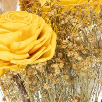 Artículo Ramo de flores secas con rosas de madera de sola Elegante ramo para decoración natural del hogar 50 cm