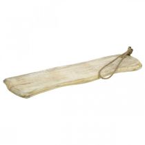 Bandeja de madera, bandeja con cordón, madera natural blanco lavado, shabby chic L60cm