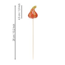 Artículo Mini calabazas de colores en un palito, decoración de cerámica, 5-6,5 cm, 3 piezas