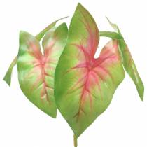 Artículo ¡Planta artificial de caladio artificial de seis hojas verde/rosa como real!
