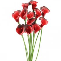 Artículo Flores artificiales cala rojo burdeos en ramo 57cm 12 piezas