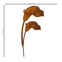 Artículo Estaca de jardín con forma de flor de cala, color óxido, para tumbas y arreglos florales, 25 cm, 6 unidades.