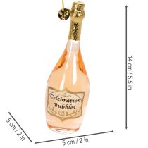 Artículo Juego de adornos para árbol de Navidad: copa de champán y botella de champán, decoración navideña, 14 cm, 2 piezas