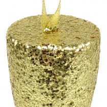 Artículo Percha copa champagne oro claro brillo 15cm Nochevieja y Navidad