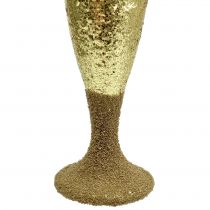 Artículo Percha para copas de champán, color dorado claro, decoración de Nochevieja, 15 cm, 3 unidades