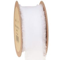 Artículo Cinta de gasa cinta de tela blanca con flecos 40mm 15m