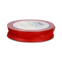 Artículo Cinta de gasa, cinta de organza, cinta decorativa, organza roja, 15 mm, 20 m