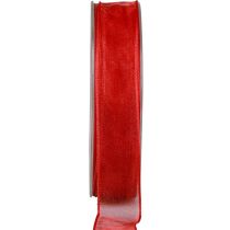 Artículo Cinta de gasa cinta de organza cinta decorativa organza rojo 25mm 20m