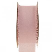 Artículo Cinta de gasa cinta de tela rosa con flecos 40mm 15m