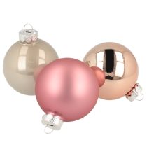 Artículo Bola de árbol de Navidad de cristal rosa crema Ø60mm 24 uds