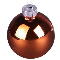 Artículo Bolas de árbol de Navidad mezcla de bolas de vidrio marrón dorado Ø5cm 24 piezas