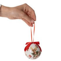 Artículo Bola de Navidad con motivo de ciervo y cinta para colgar, 7 cm, 4 unidades