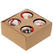 Artículo Bola de Navidad con motivo de ciervo y cinta para colgar, 7 cm, 4 unidades
