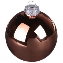 Artículo Bolas de árbol de Navidad bolas de cristal plateadas albaricoque Ø5cm 24 piezas