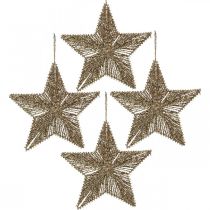 Adornos para árboles de Navidad, adornos de Adviento, colgante de estrella dorado B15cm 8 piezas