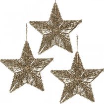 Decoraciones para árboles de Navidad, decoraciones de Adviento, colgante de estrella Dorado B20.5cm 6pcs