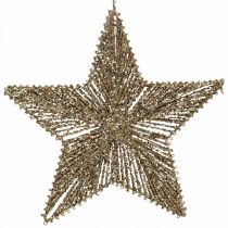 Artículo Adornos para árboles de Navidad, adornos de Adviento, colgantes de estrella dorados L30cm 4 piezas