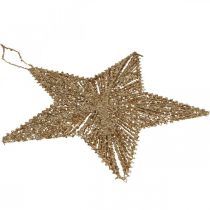 Artículo Adornos para árbol de Navidad, decoración de Adviento, colgante de estrella dorado W30cm 4 piezas
