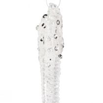 Artículo Decoración del árbol de Navidad decoración de carámbanos plata transparente 15cm 8 piezas