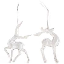Artículo Decoración de árbol de Navidad ciervo figura decorativa acrílico 12,5/15cm 2 piezas